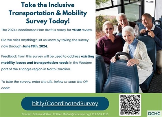 Flyer for the DCHC MPO Inclusive Transportation and Mobility Survey