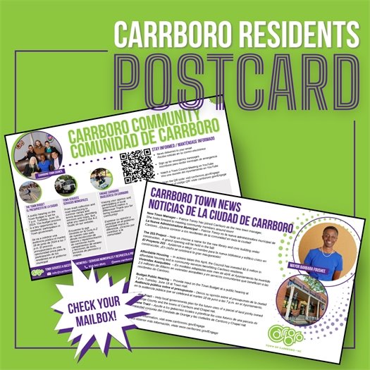 Image of community postcard that went out to residents of Carrboro