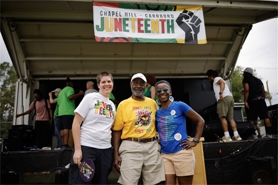 Catherine Fray, Braxton Foushee and Mayor Barbara Foushee at the 2024 Juneteenth Celebration