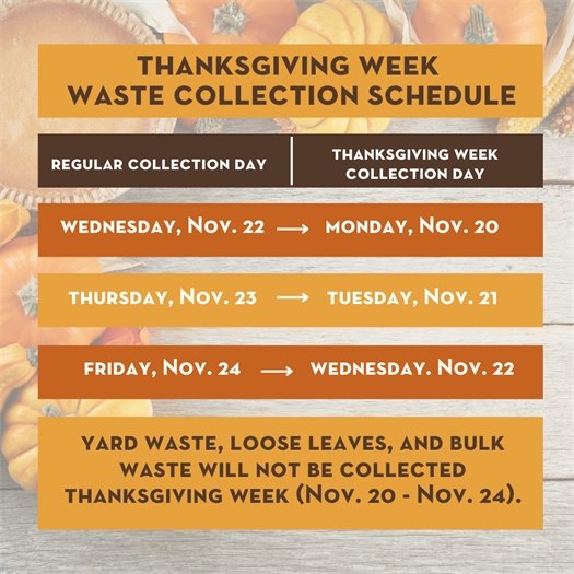 Thanksgiving Pick Up Schedule