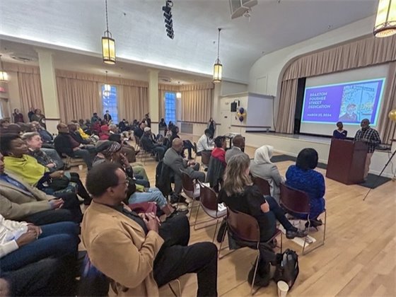 Braxton Foushee Street Dedication Braxton and Mayor Foushee at podium