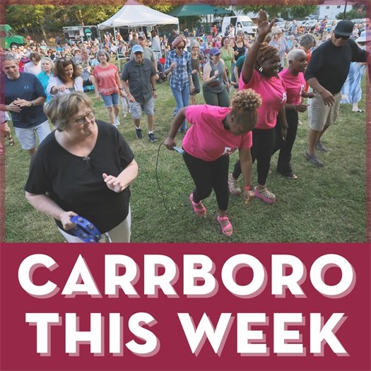 Crowd dancing on the Carrboro Town Commons for a Freight Train Blues Concert