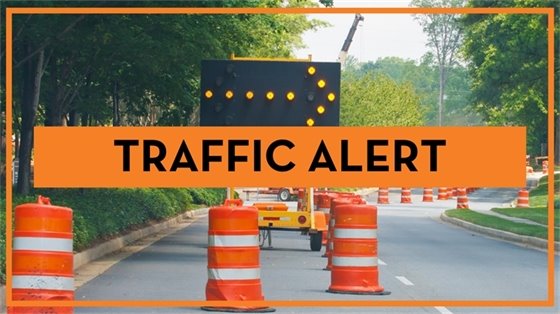 street cones with arrow for traffic alert