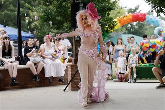 Community watches a Drag Performance and Carrboro Pride 2023
