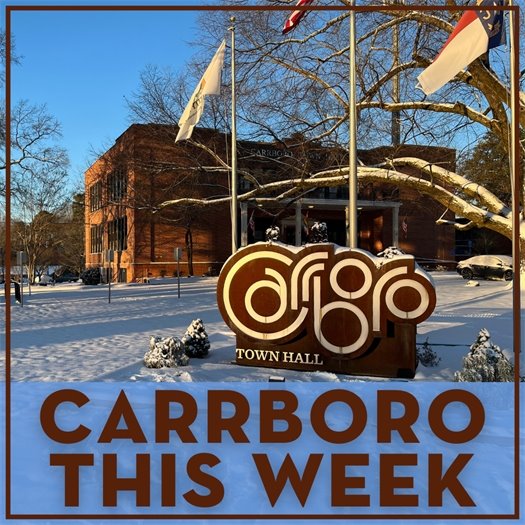 Town Hall covered in snow