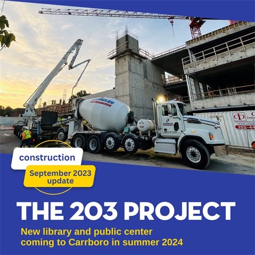 203 Project September Update Concrete truck in front of the building