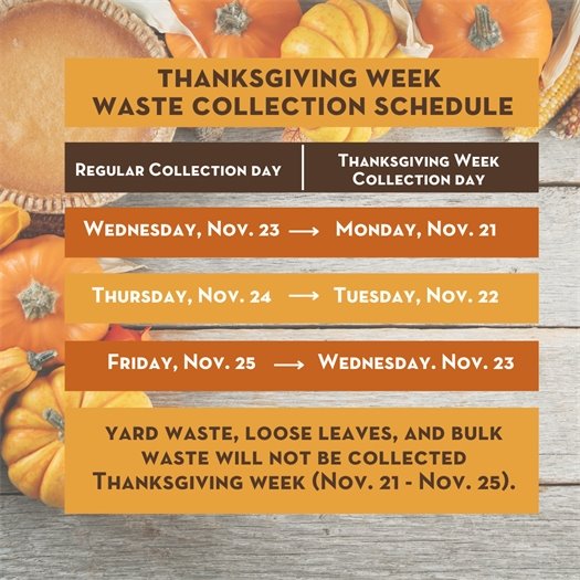 Thanksgiving Week Waste Collection Schedule