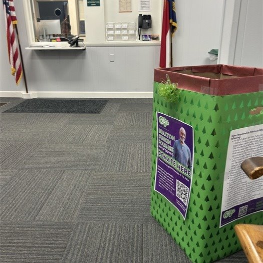 Donation box at Town Hall