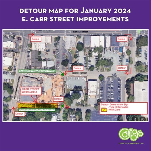 Detour Map for E. Carr Street Work