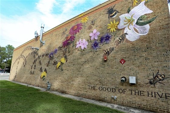 Bee mural on Fire Station 1