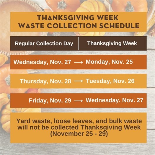 Thanksgiving Waste Schedule