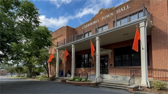 Orange flags at Town Hall for Gun Violence Awareness Week
