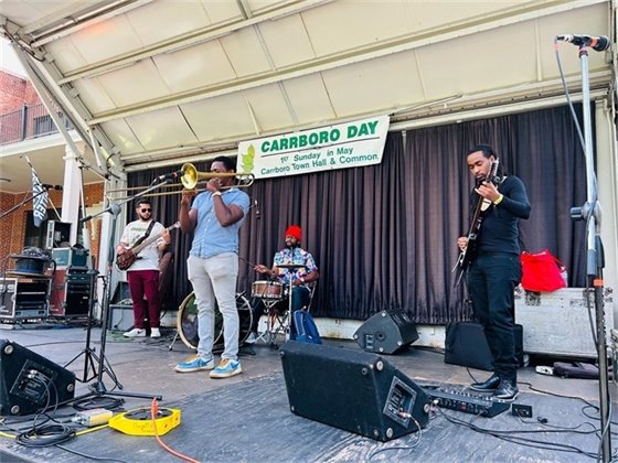 Band plays in front of Town Hall at Carrboro Day