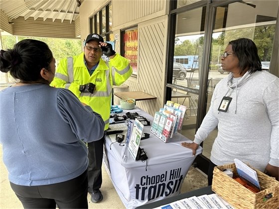 Resident speaking with Chapel Hill Transit and Orange Co