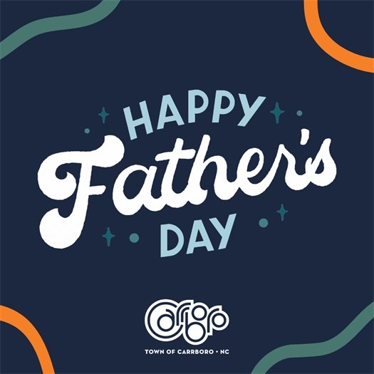 Happy Father's Day on blue background with colorful squiggles