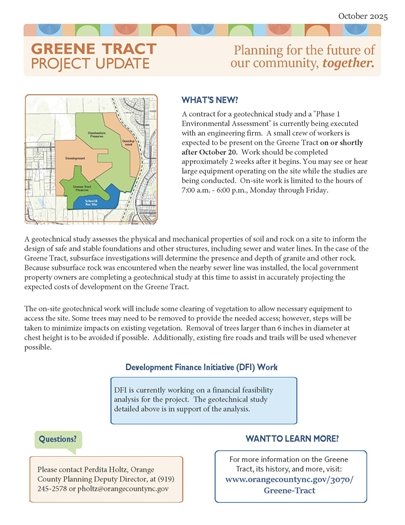 Greene Tract Project Update