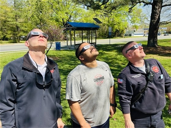 Carrboro Fire-Rescue watching the Eclipse