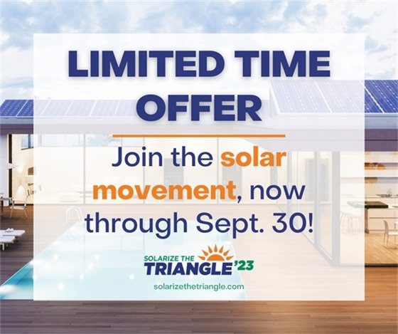 Limited Time Offer to Enroll in Solarize the Triangle