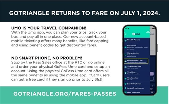 Go Triangle Returns to Fare on July 1, 2024
