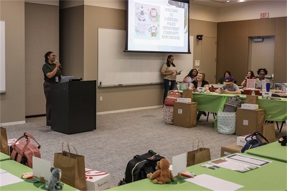 Carrboro PD presents at baby shower