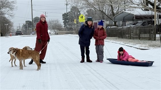sledders in Carrboro