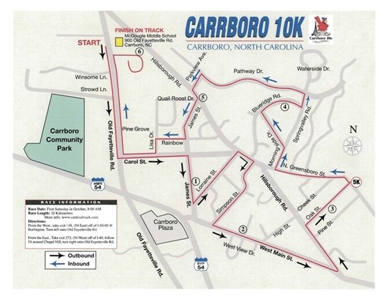 Carrboro 10K Map