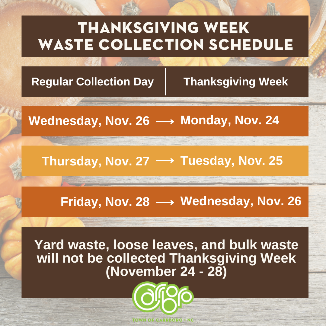 Thanksgiving Week Waste Schedule