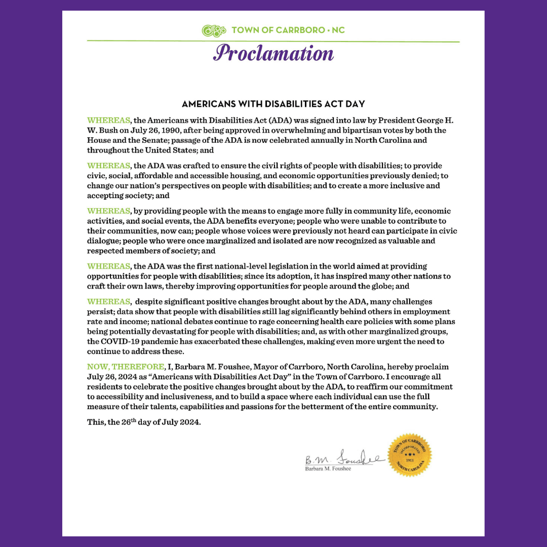 Americans with Disabilities Act Day in Carrboro - Photo of Mayor Foushee 