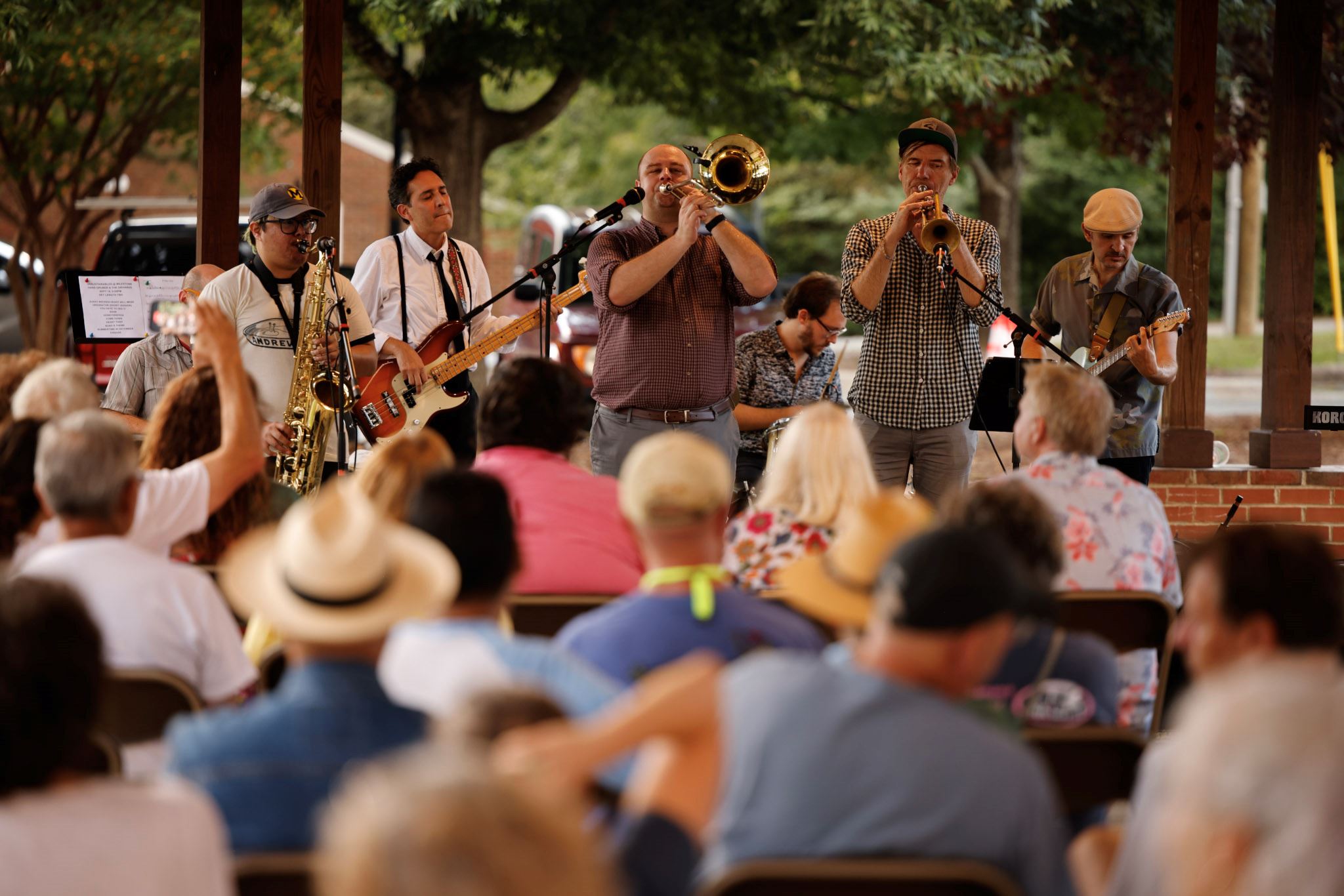 Band playing at Carrboro Town Commons during the Carrboro Music Festival